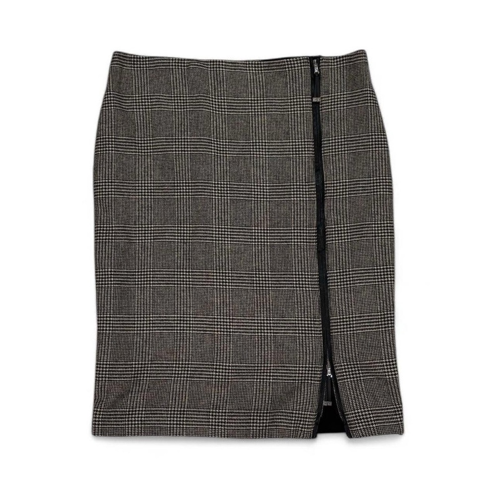 Ralph Lauren Wool Houndstooth Plaid Zipper Pencil Skirt